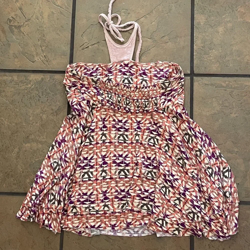 Free People Asymmetrical , Tiered Babydoll Halter Top